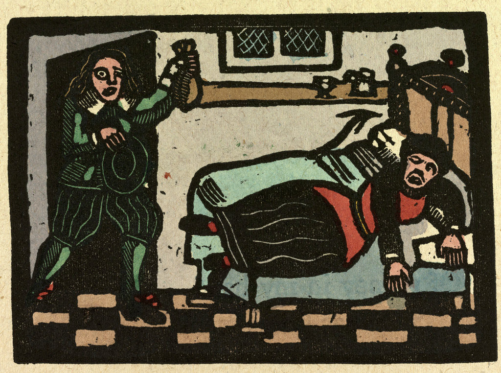 Detail of Illustration of English Tales Folk Tales and Ballads. English Room with a Man and a Woman. by Anonymous