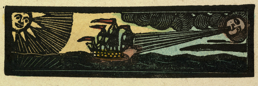 Detail of Illustration of English Tales Folk Tales and Ballads. A Ship Being Blown by the Wind by Anonymous