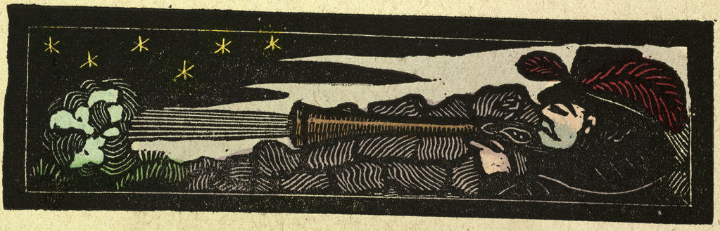 Detail of Illustration of English Tales Folk Tales and Ballads. A Man Firing a Rifle at Night by Anonymous