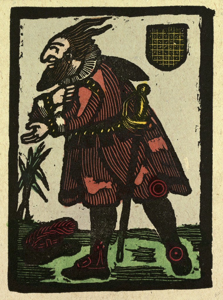 Detail of Illustration of English Tales Folk Tales and Ballads. A Man with a Beard Dressed in Red by Anonymous
