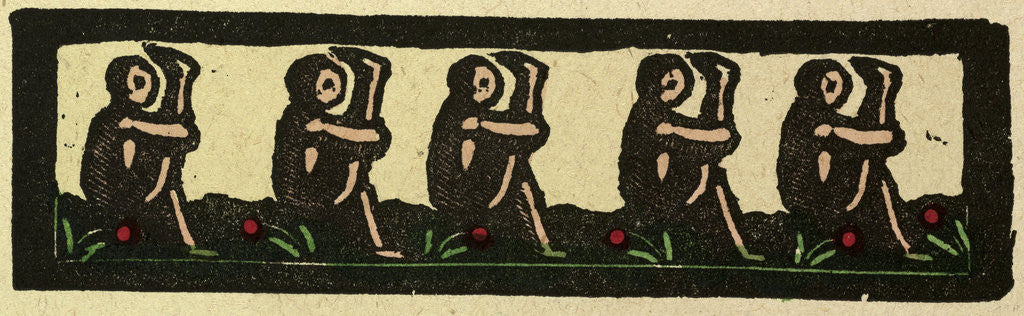 Detail of Illustration of English Tales Folk Tales and Ballads. Five Acrobats in a Row by Anonymous