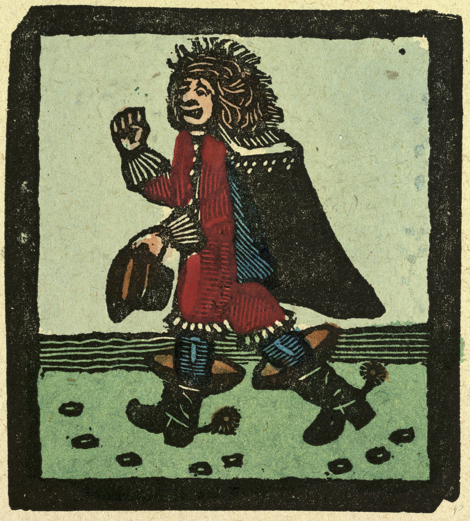 Detail of Illustration of English Tales Folk Tales and Ballads. A Man Dressed in Red Going for a Walk by Anonymous