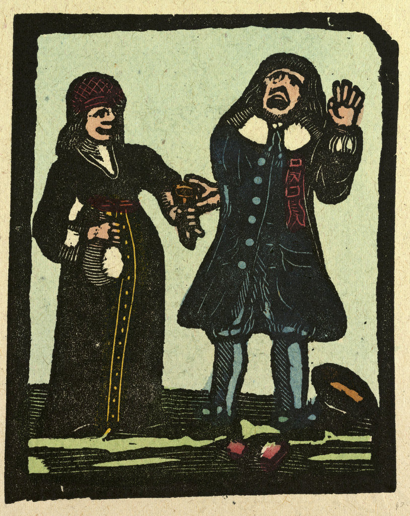 Detail of Illustration of English Tales Folk Tales and Ballads. A Man and a Woman in Conversation by Anonymous