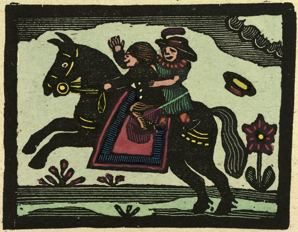 Detail of Illustration of English Tales Folk Tales and Ballads. Two Children on a Horse by Anonymous