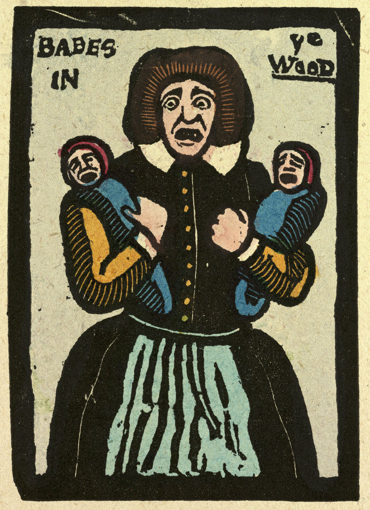 Detail of Illustration of English Tales Folk Tales and Ballads. A Woman Holding Two Babies by Anonymous