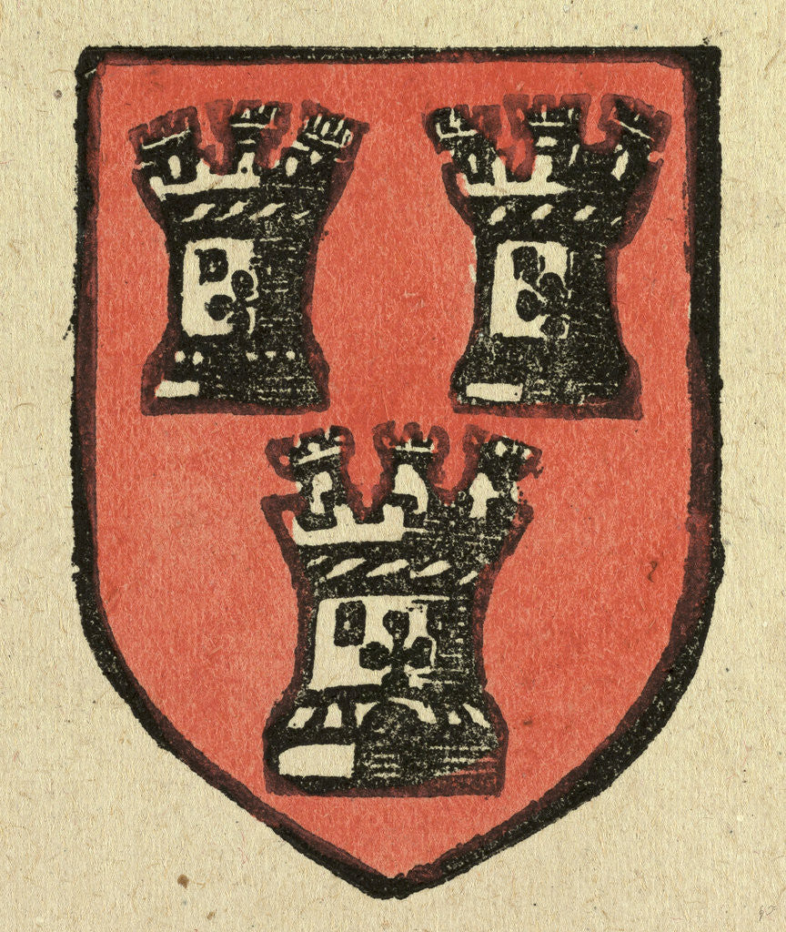 Detail of Illustration of English Tales Folk Tales and Ballads. A Coat of Arms Depicting Three Castles by Anonymous