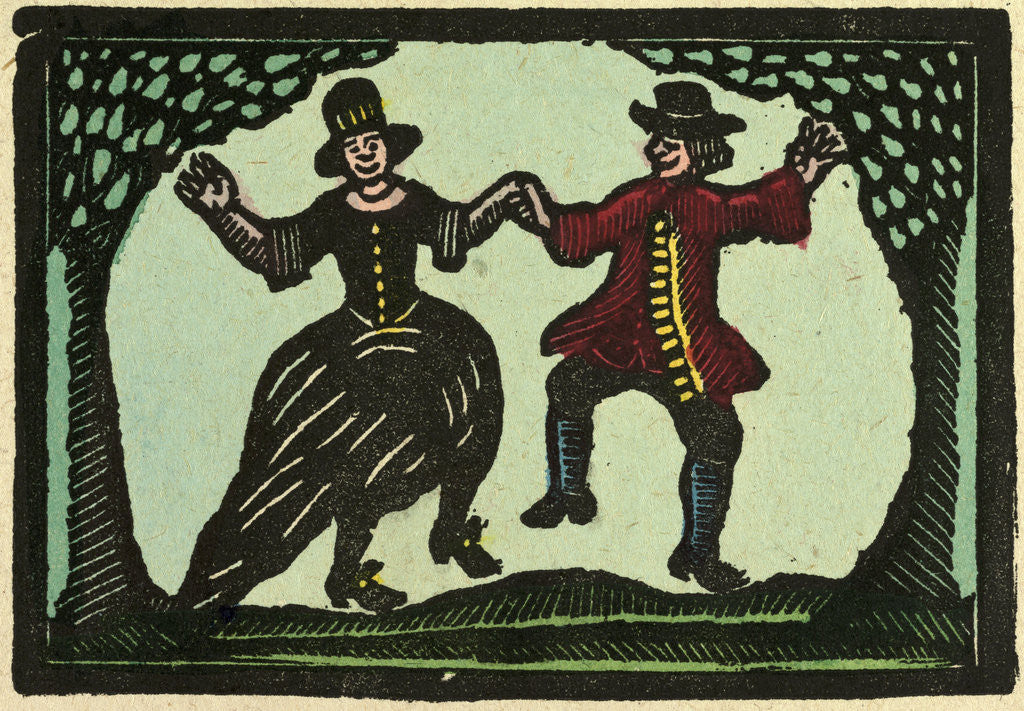 Detail of Illustration of English Tales Folk Tales and Ballads. A Woman and a Man Dancing by Anonymous