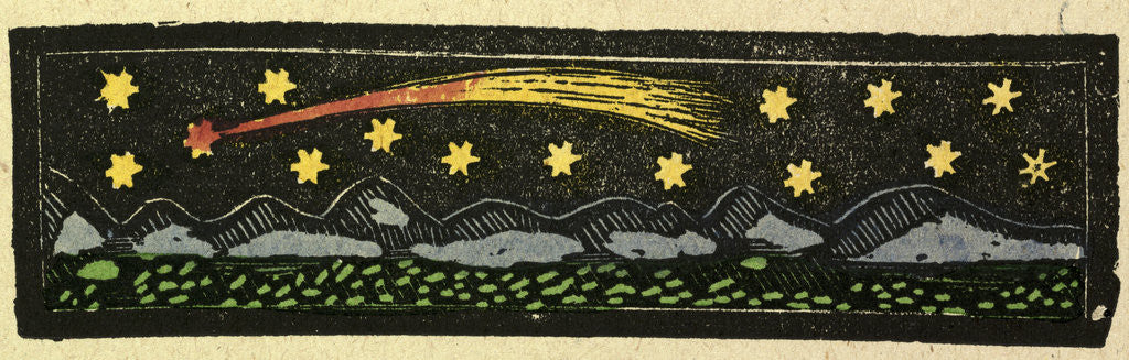 Detail of Illustration of English Tales Folk Tales and Ballads. A Shooting Star Over a Range of Mountains by Anonymous