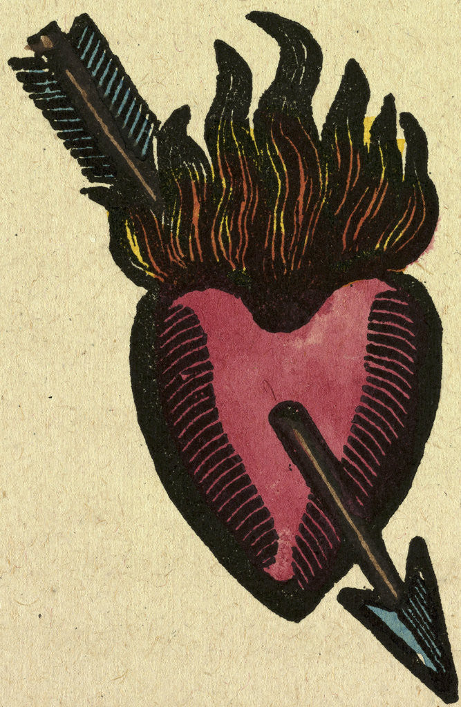 Detail of Illustration of English Tales Folk Tales and Ballads. A Burning Heart Pierced by an Arrow by Anonymous