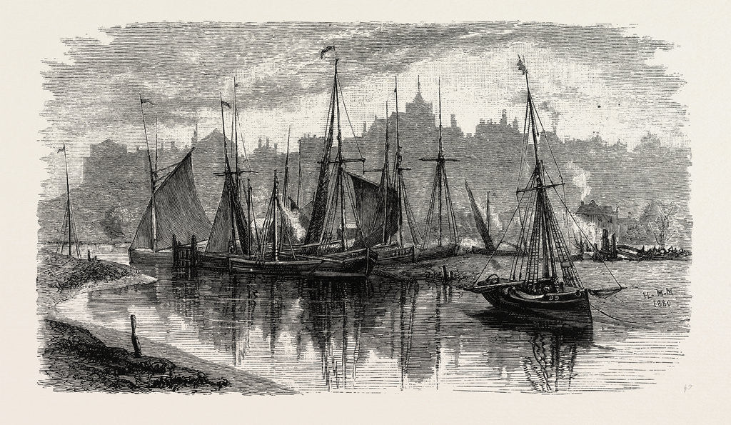 Detail of Trawlers Near the Ferry by Anonymous