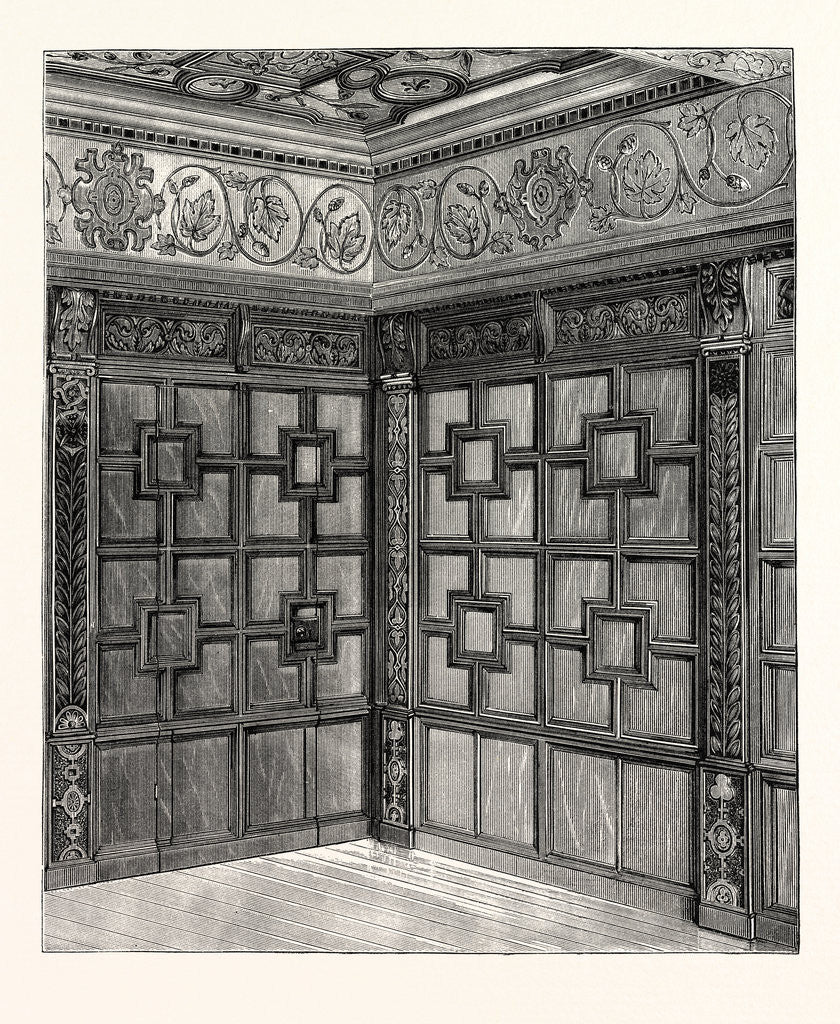 Detail of Wainscot and Pargetry, Carbrooke Hall, a Historic House in Sheffield, England by Anonymous