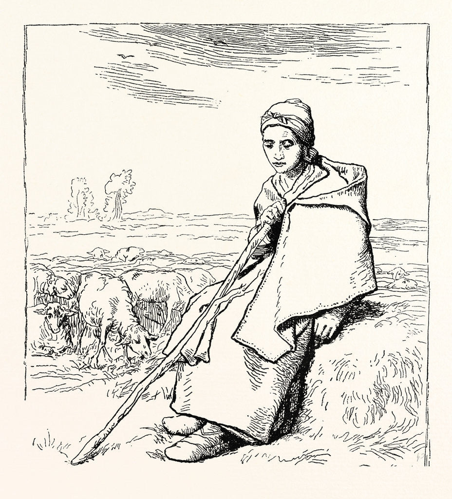 Detail of Shepherding, La Bergere, Shepherd by Anonymous
