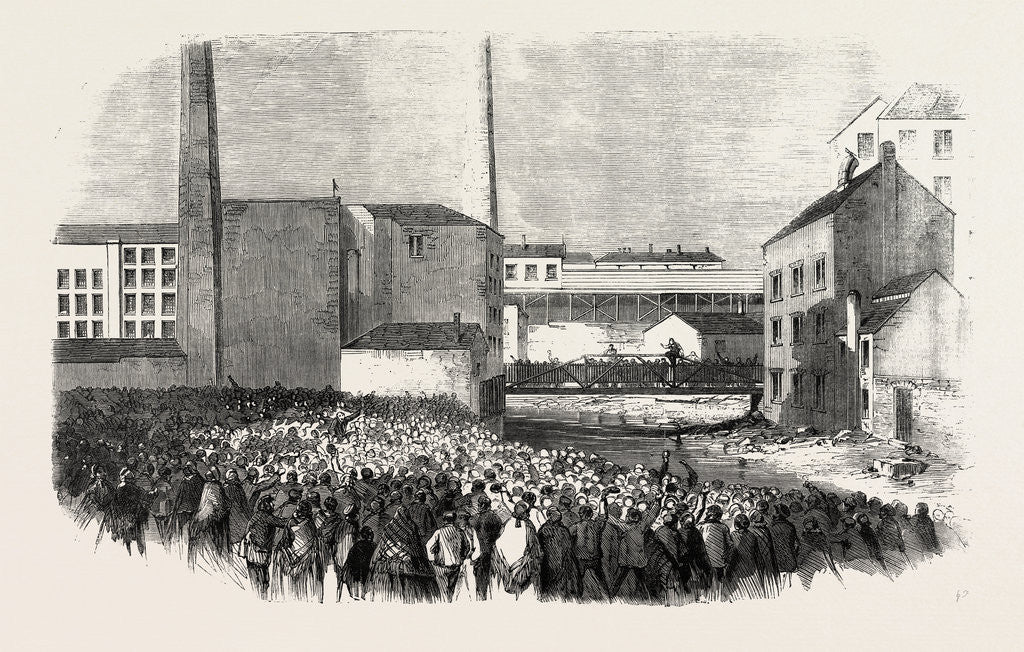 Detail of The South Lancashire Turn-Out: Calling Out the Hands at Johnson's Mill Stalybridge. by Anonymous