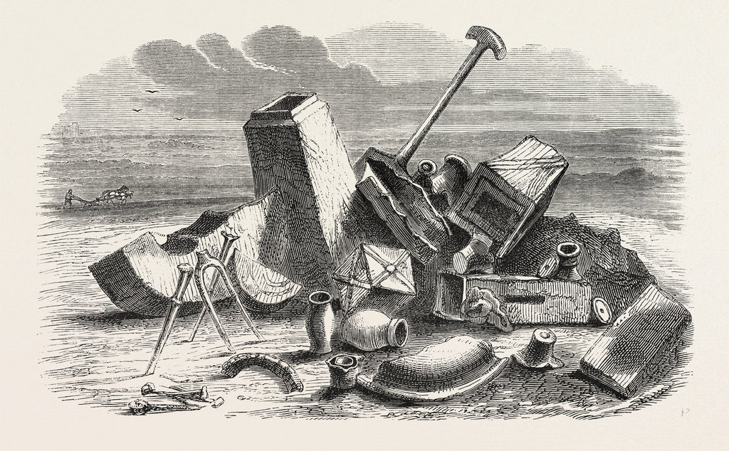 Detail of Under Piers of Hypocaust Flue-Tiles Etc. Belonging to the Roman Villa Disinterred at Walesby. by Anonymous