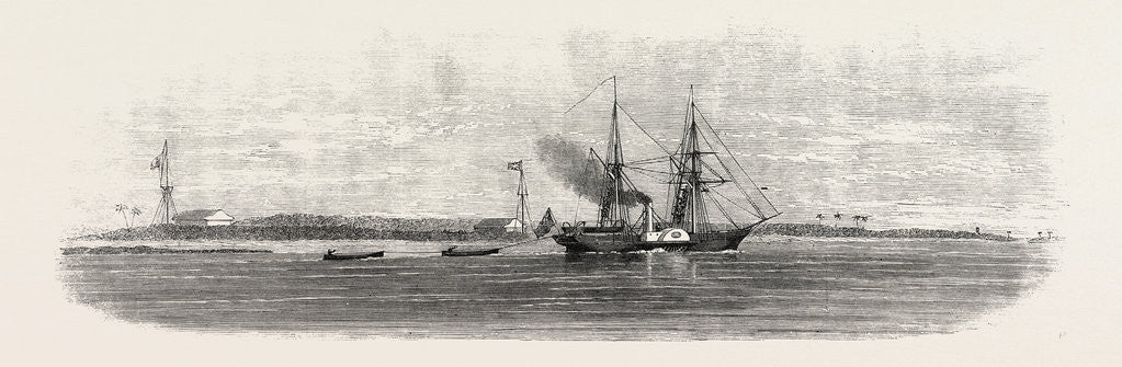 Detail of Dr. Livingstone's Expedition: The Pioneer with the Boats of the Sidon in Tow Entering the Kongone River. by Anonymous