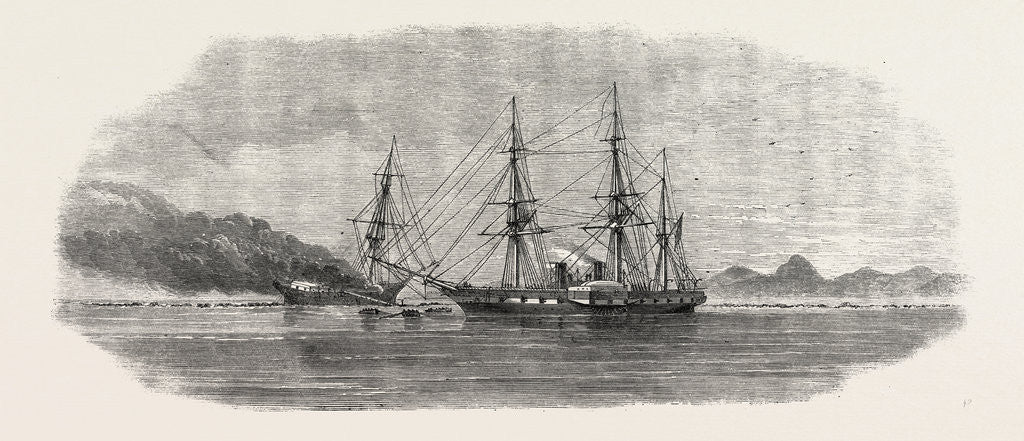 Detail of H.M.S. Sidon Destroying the Enchantress Wrecked on a Reef Off the Mayotta Island by Anonymous