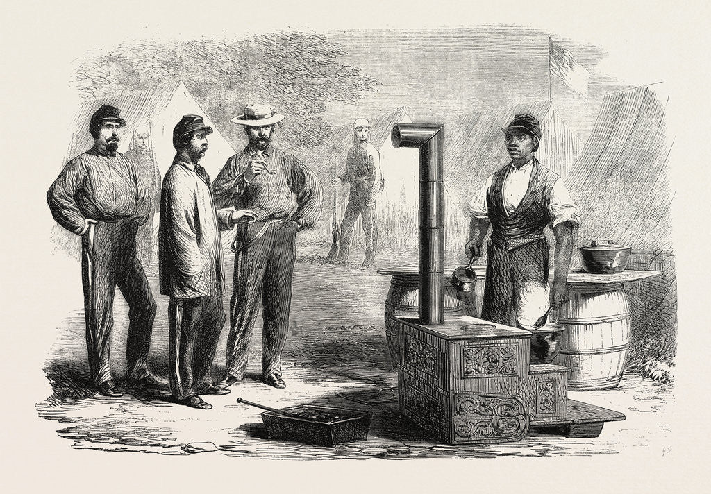 Detail of The Civil War in America: Our Kitchen in the Camp of the 2nd New York Regiment by Anonymous