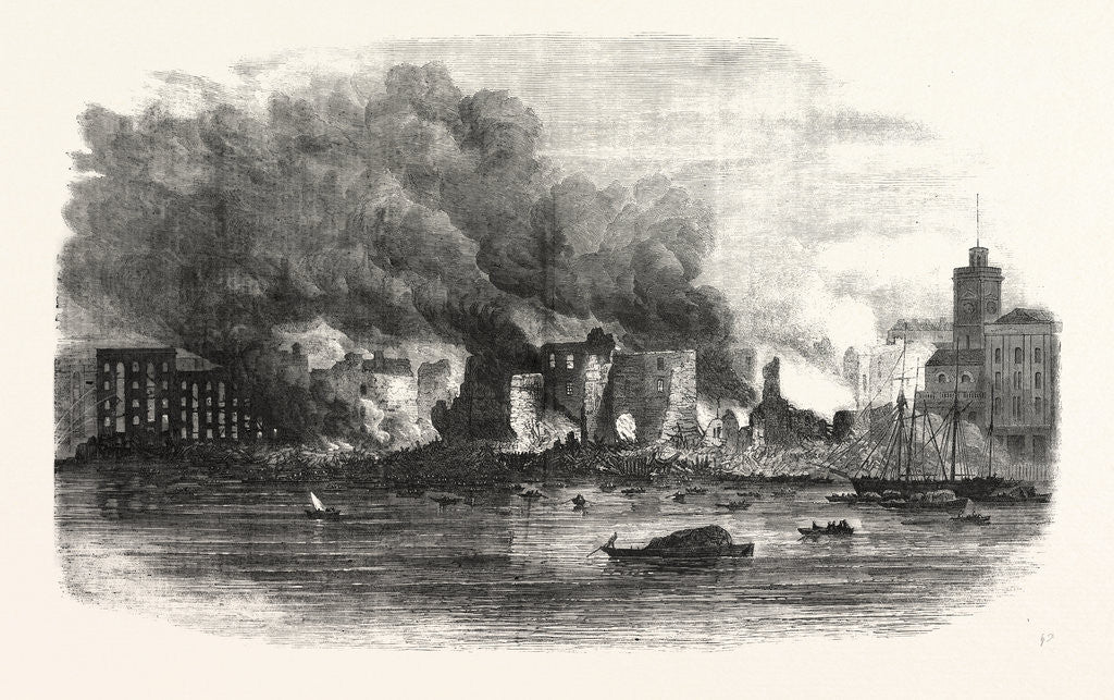 Detail of The Great Fire in Southwark: Scene at Cotton's Wharf at Midday UK by Anonymous