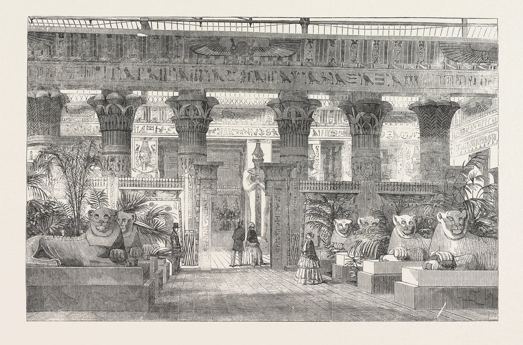 Detail of The Crystal Palace Entrance to the Egyptian Court from the Nave by the Avenue of Lions 1854 by Anonymous
