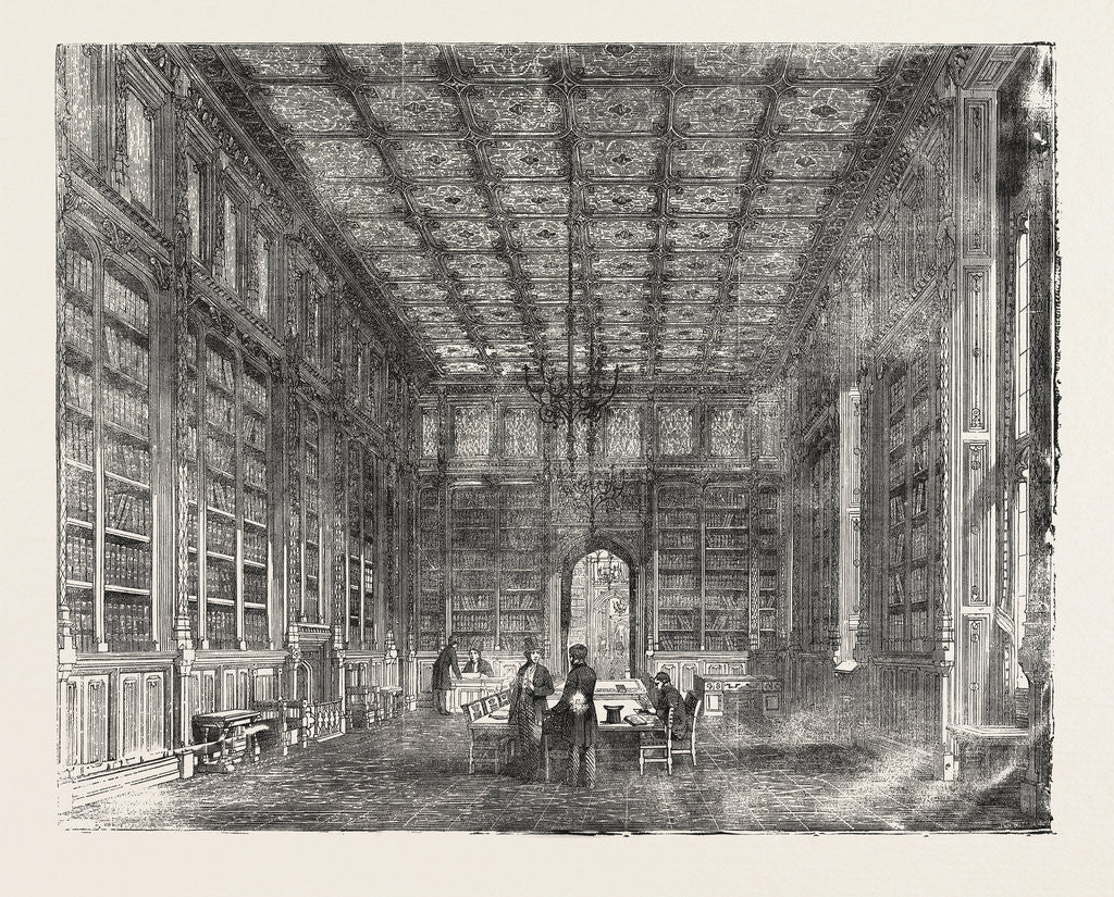 Detail of The New Houses of Parliament: Library of the House of Commons UK 1854 London by Anonymous