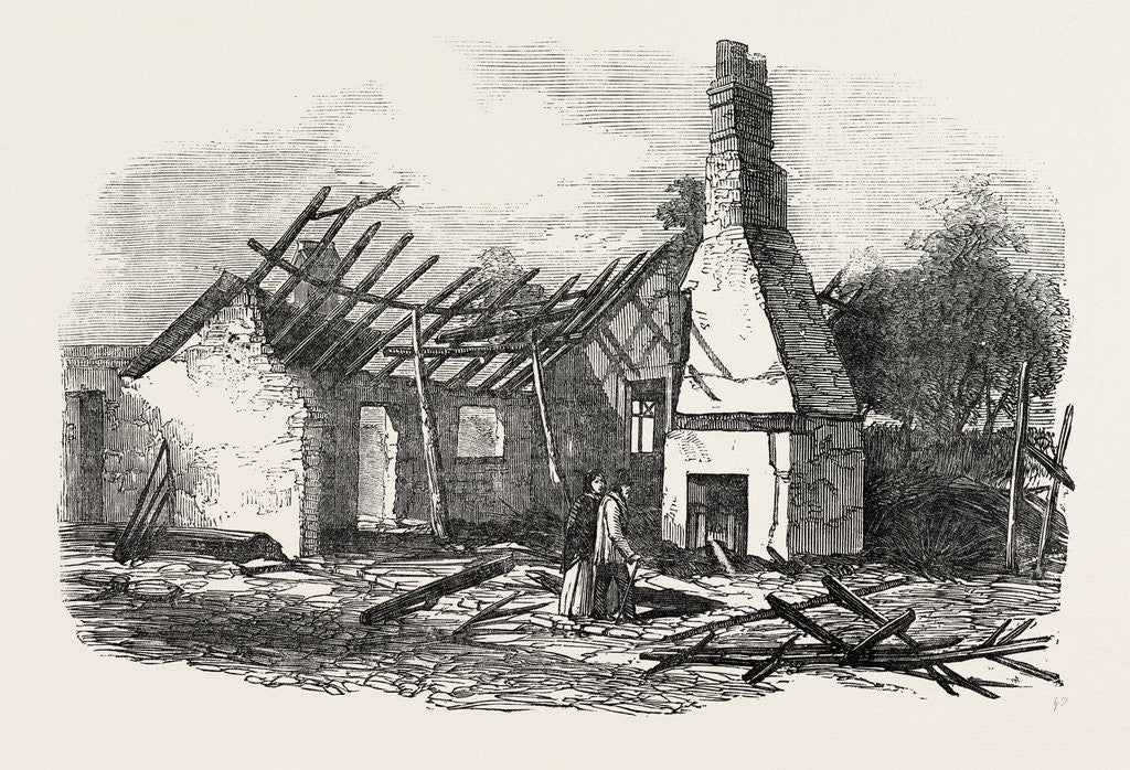 Detail of Remains of the National School at Capel Near Ipswich Struck by Lightning 1854 by Anonymous