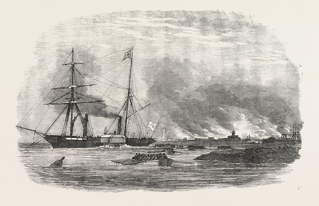 Detail of Destruction of Sulineh at the Mouth of the Danube 1854 by Anonymous