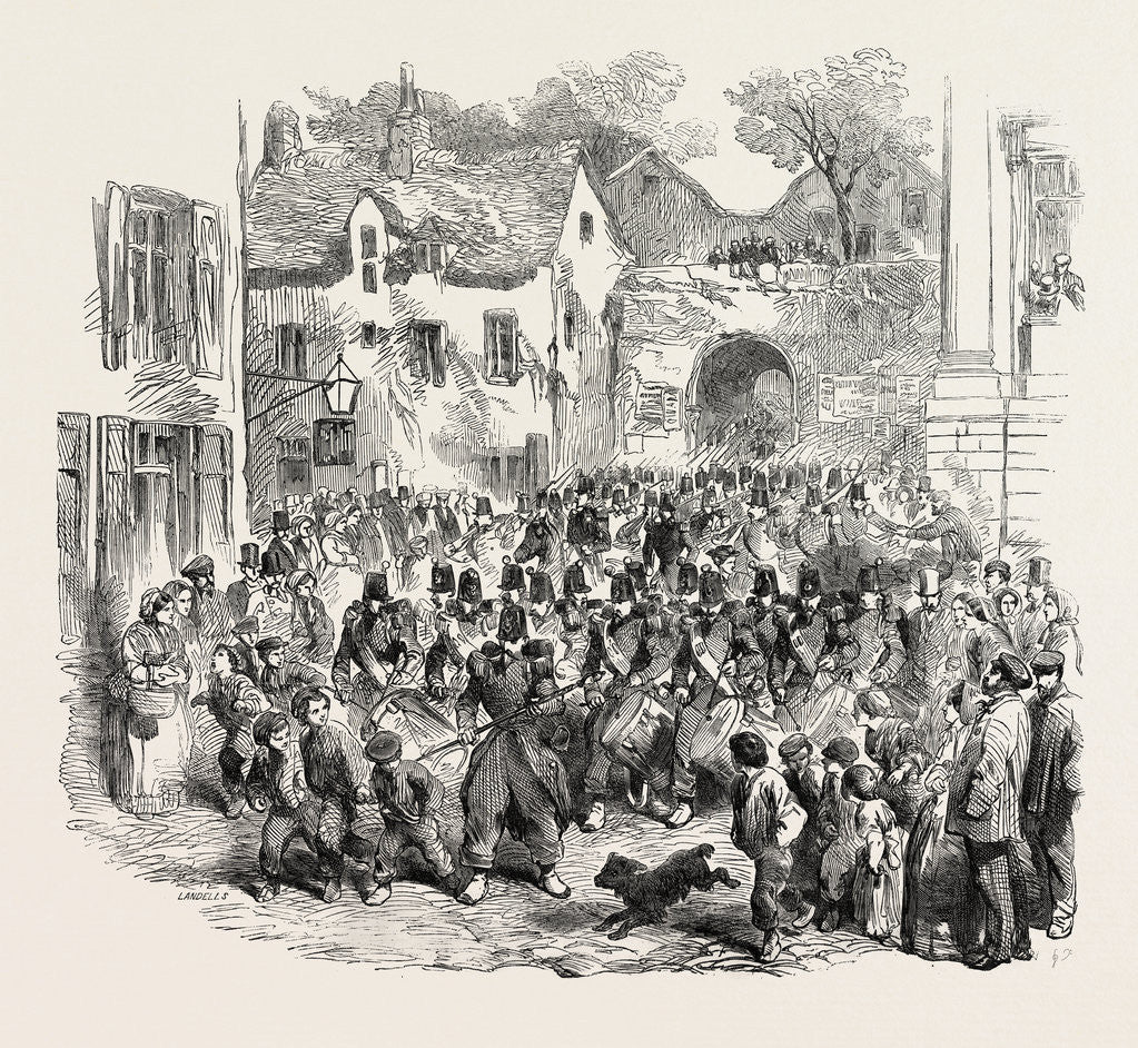 Detail of The 5th (French) Regiment of the Line Passing Through the Porte Des Dunes on Their Way to the Camp of Boulogne 1854 by Anonymous
