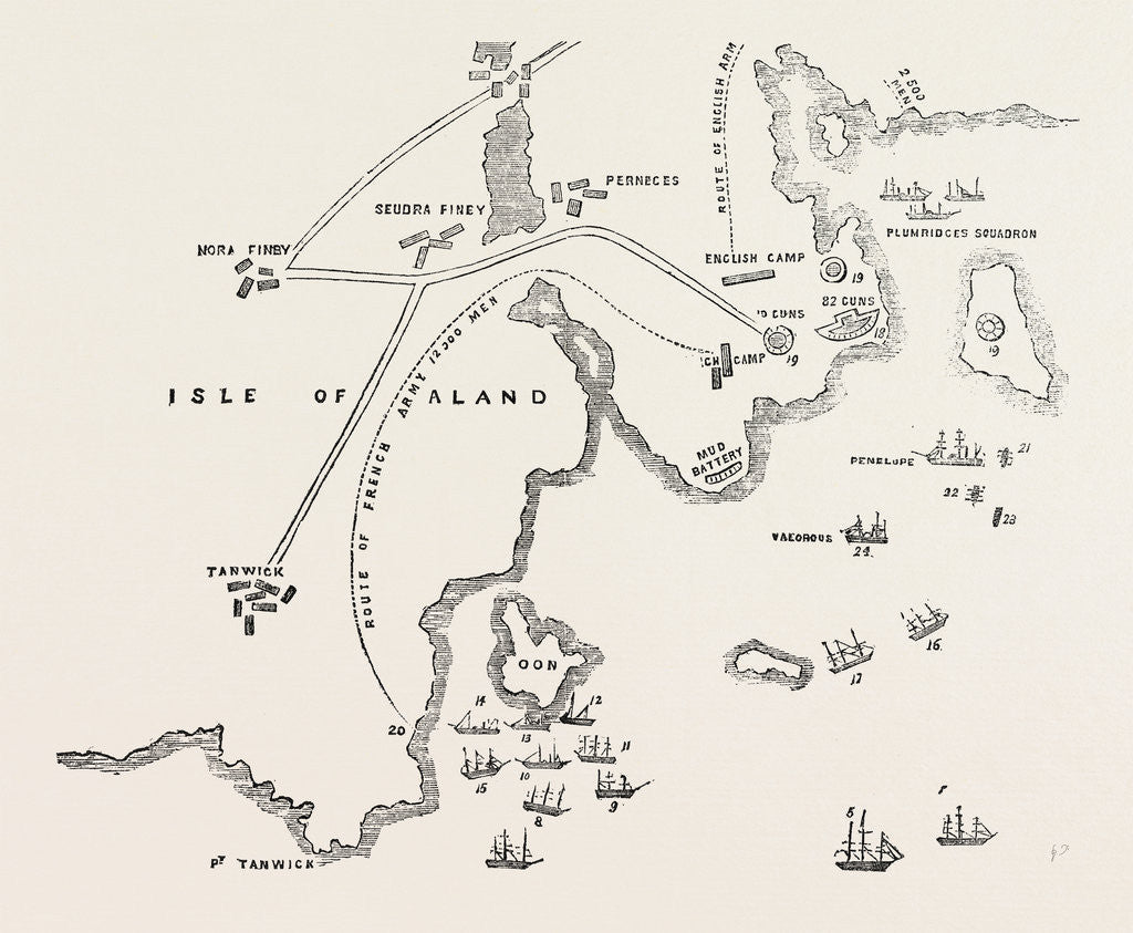 Detail of Plan of the Attack on Bombarsund 1854 by Anonymous