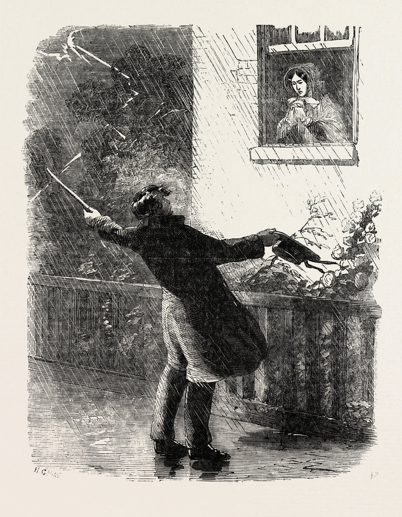 Detail of Standing in the Rain and Talking to a Lady by Anonymous