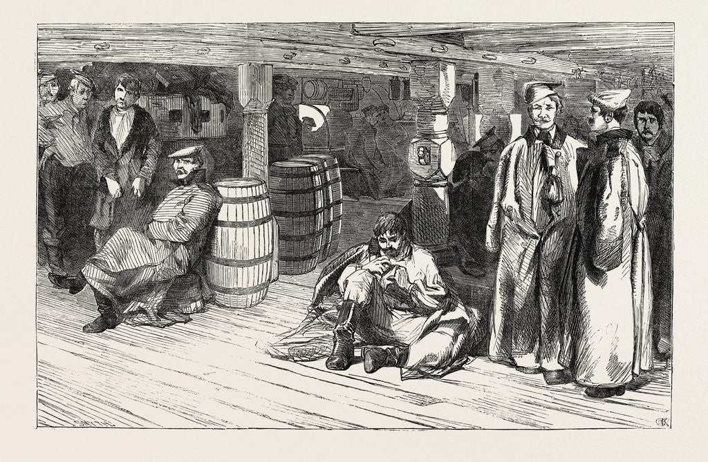 Detail of Russian Prisoners at Sheerness: The Devonshire. Russian Prisoners Between Decks 1854 by Anonymous