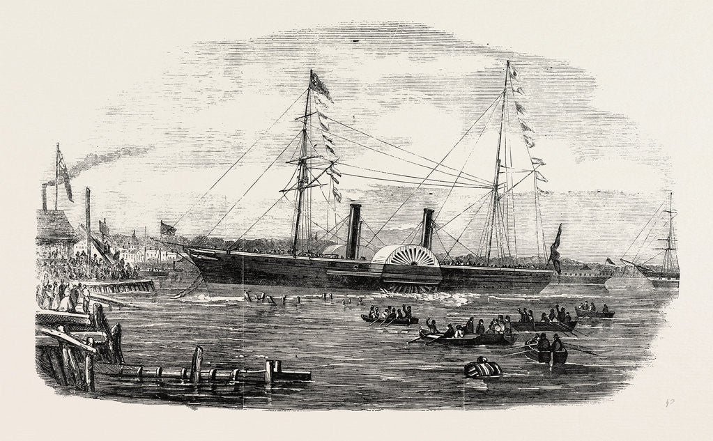 Detail of Launch of the Australian Steamship Pacific at Millwall 1854 by Anonymous