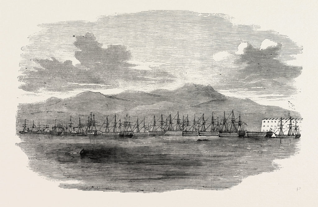 Detail of The Crimean War: Russian Fleet Moored Outside the Batteries of Sebastopol Under the Guns 1854 by Anonymous