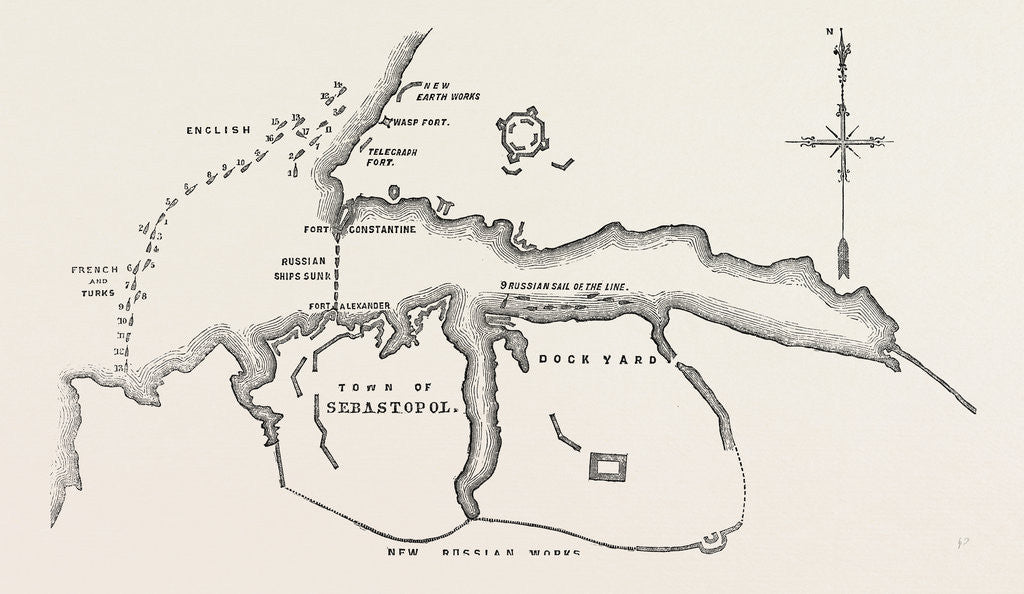 Detail of The Crimean War: Plan of the Attack of the Allied Fleets on the Forts of Sebastopol at 1.30 P.M. October 17 1854 by Anonymous