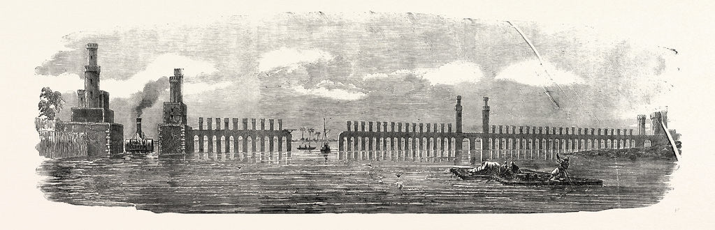 Detail of The Barrage of the Nile 1854. Some Eighteen Miles below Cairo on the Western or Rosetta Branch of the Nile Are the Works of the Barrage by Anonymous