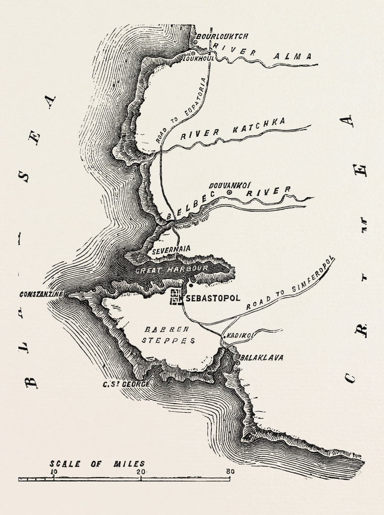 Detail of The Crimean War: Map Showing Sebastopol 1854 by Anonymous