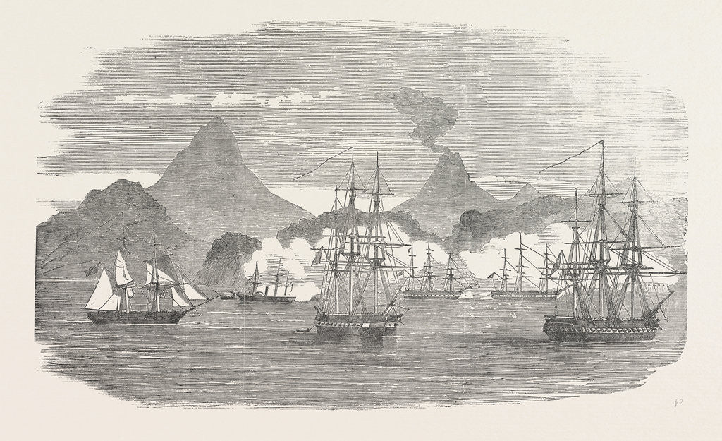 Detail of The Crimean War: Naval Attack on the Russian Fort of Petropaulovski 1854 by Anonymous