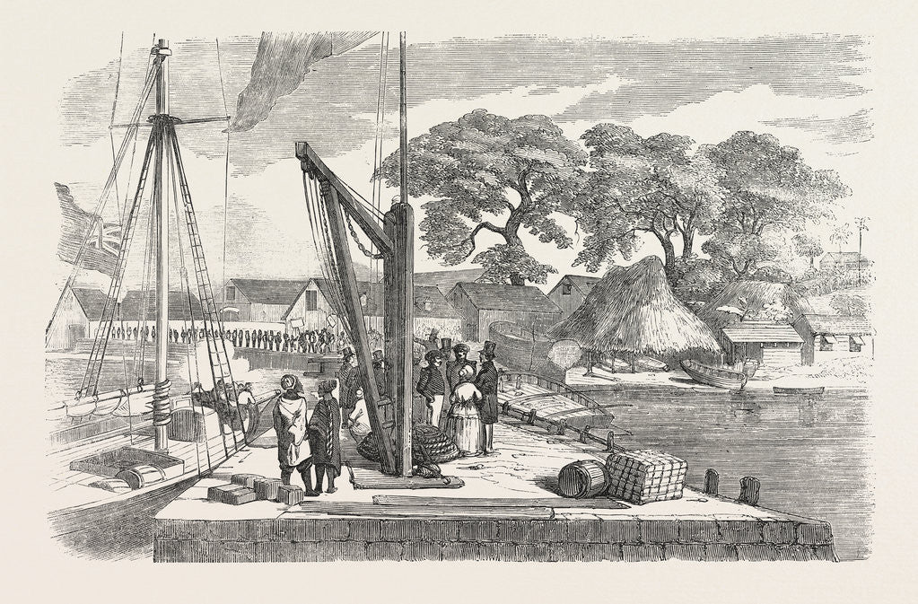 Detail of Matacong on the West Coast of Africa the Pier and Warehouses 1854 by Anonymous