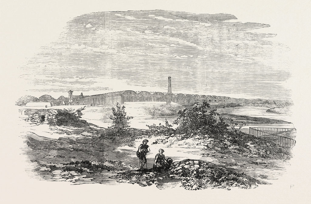 Detail of The Bromborough Pool Candle-Works from the Mersey 1854 by Anonymous