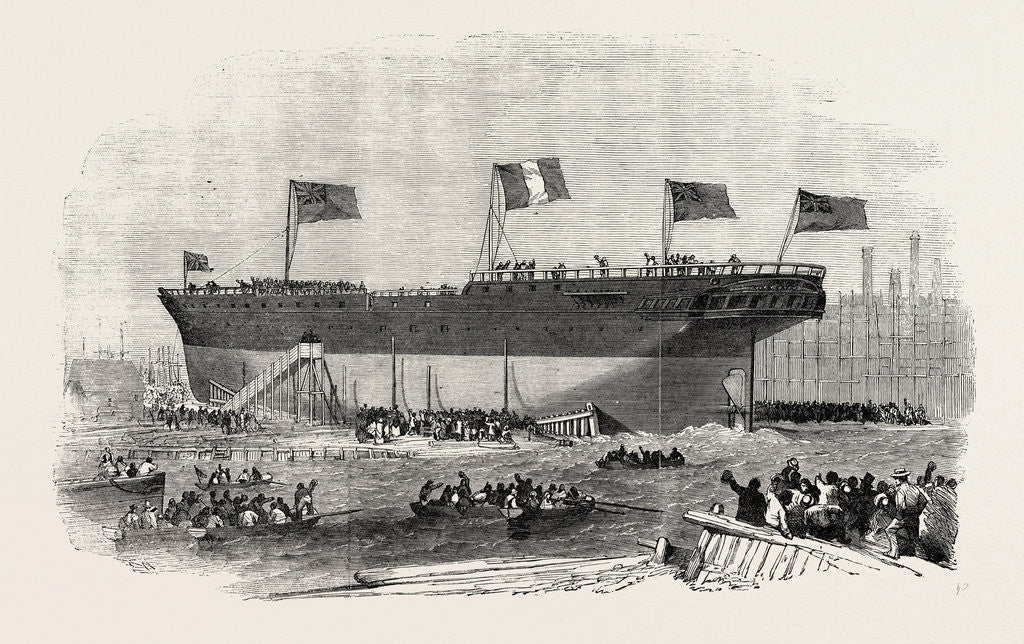 Detail of Launch of the Vittorio Emanuele Iron Screw Steamer at Blackwall 1854 by Anonymous