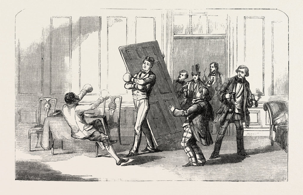 Detail of Scene from the New Farce of the Slow Man at the Adelphi Theatre London UK 1854 by Anonymous