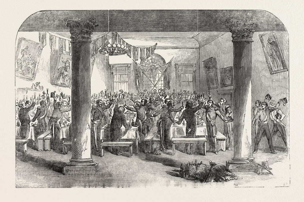 Detail of The Crimean War: Dejeuner to the 89th Regiment in the Town-Hall at Waterford Previous to Their Departure for the Crimea 1854 by Anonymous