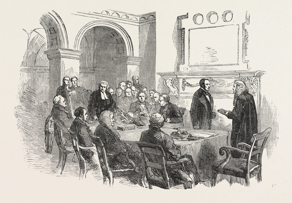 Detail of Trial of the Pyx at the Office of the Comptroller-General of the Exchequer Whitehall London UK 1854 by Anonymous