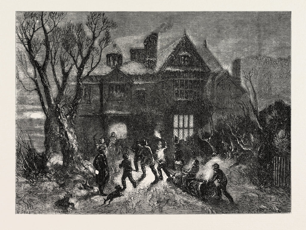 Detail of Bringing Home the Yule Log by Anonymous