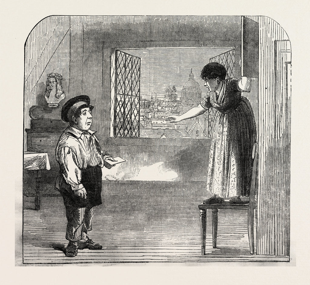 Detail of Scene from the New Drama of Helping Hands, at the Adelphi Theatre, UK, 1855 by Anonymous