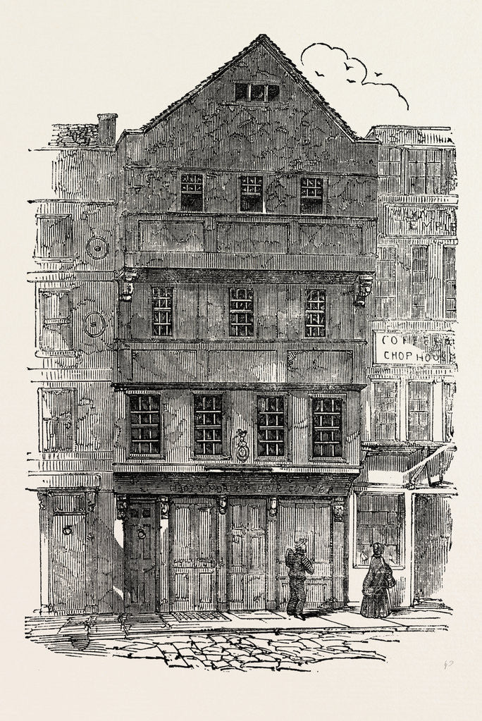 Detail of Old Houses with Overhanging Stories, Gabled Fronts and Projecting Windows, in Chancerey Lane, Just Taken Down, London, 1853 by Anonymous