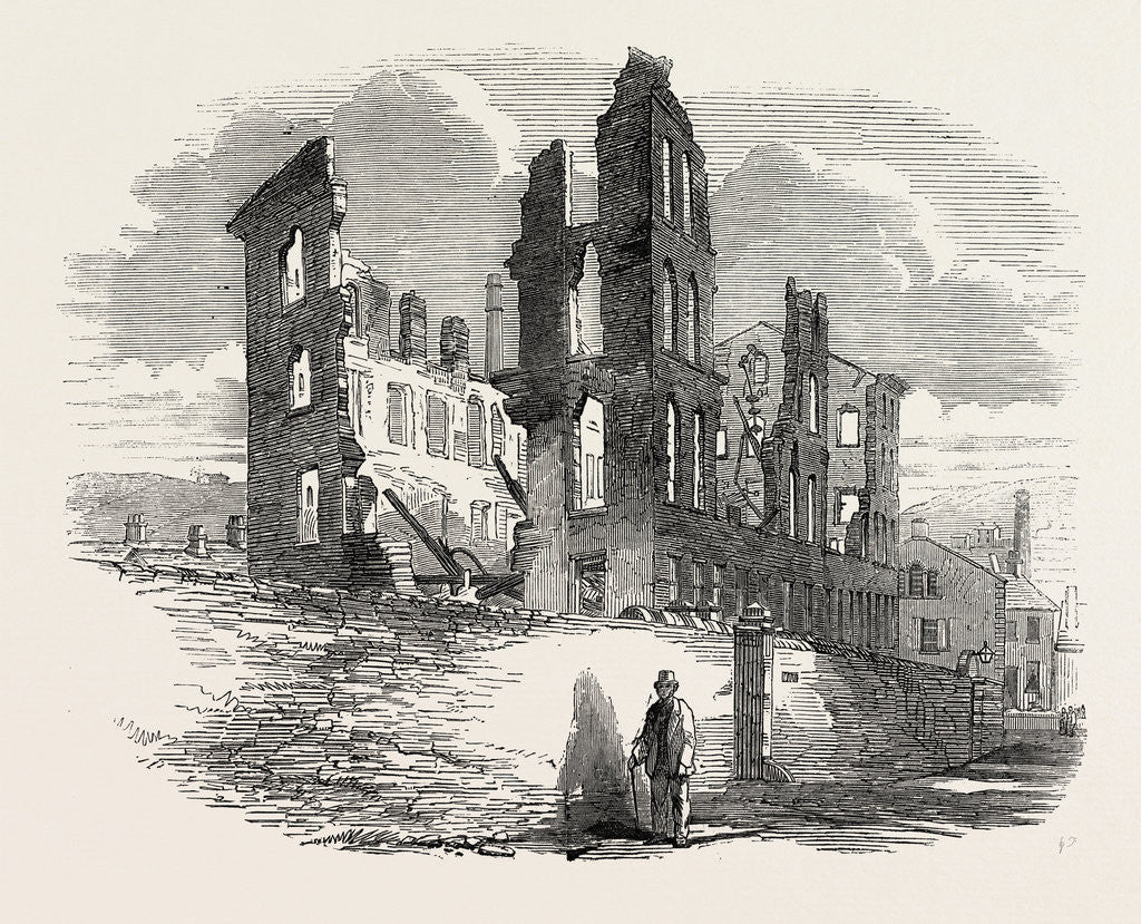 Detail of Remains of Mill after the Fire, at Halifax, UK, 1853 by Anonymous