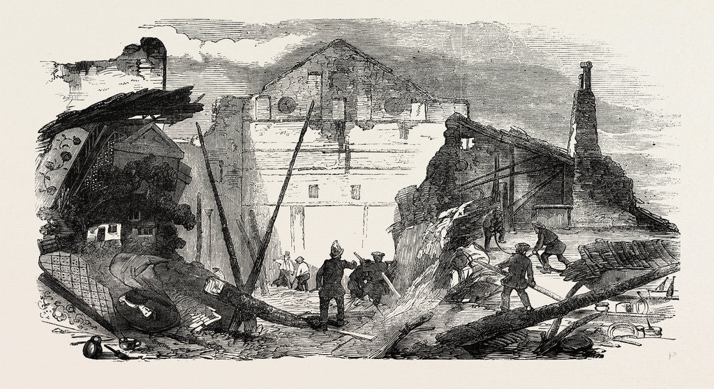 Detail of Remains of the Pavilion Theatre, after the Fire, Whitechapel, London, 1856 by Anonymous