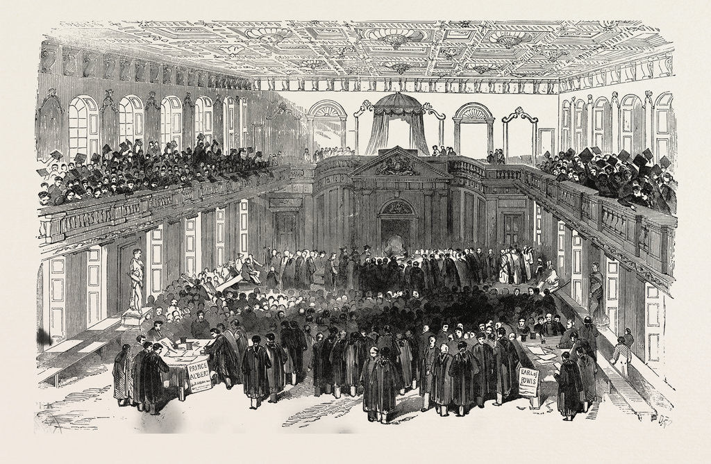 Detail of The Cambridge Chancellorship Election: Interior of the Senate House. The Election. UK, 1847 by Anonymous