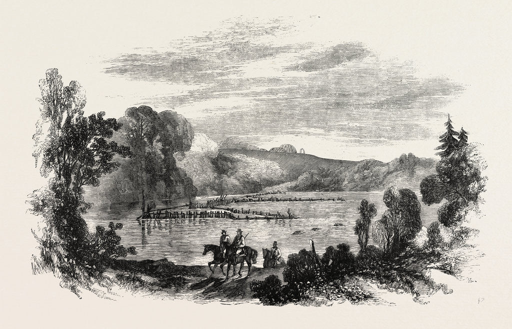 Detail of The Canadian Red River Exploring Expedition: Ford of the Rosseau River, and Indian Fish Weir, 1858 by Anonymous