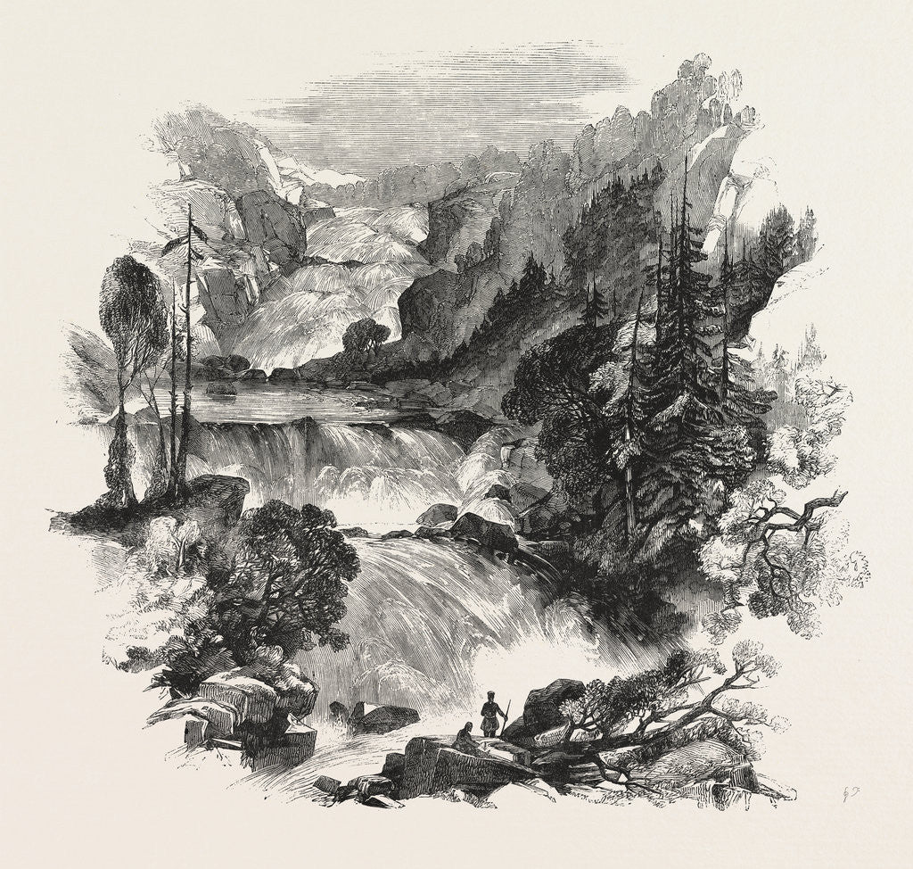 Detail of The Canadian Red River Exploring Expedition: Great Falls on Little Dog River, at Great Dog Portage, 1858 by Anonymous